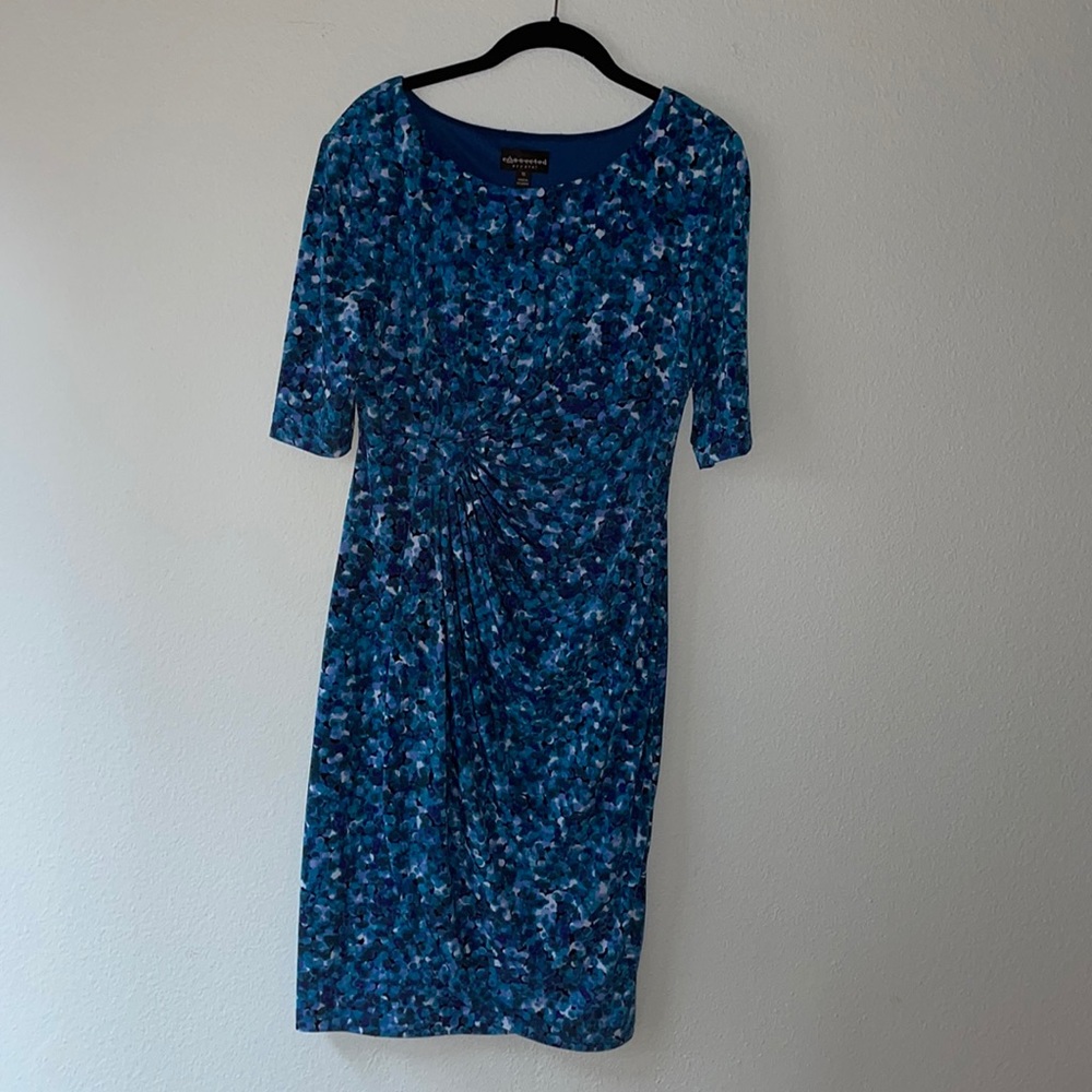 Connected Apparel Blue Twist Dress, Sz 10